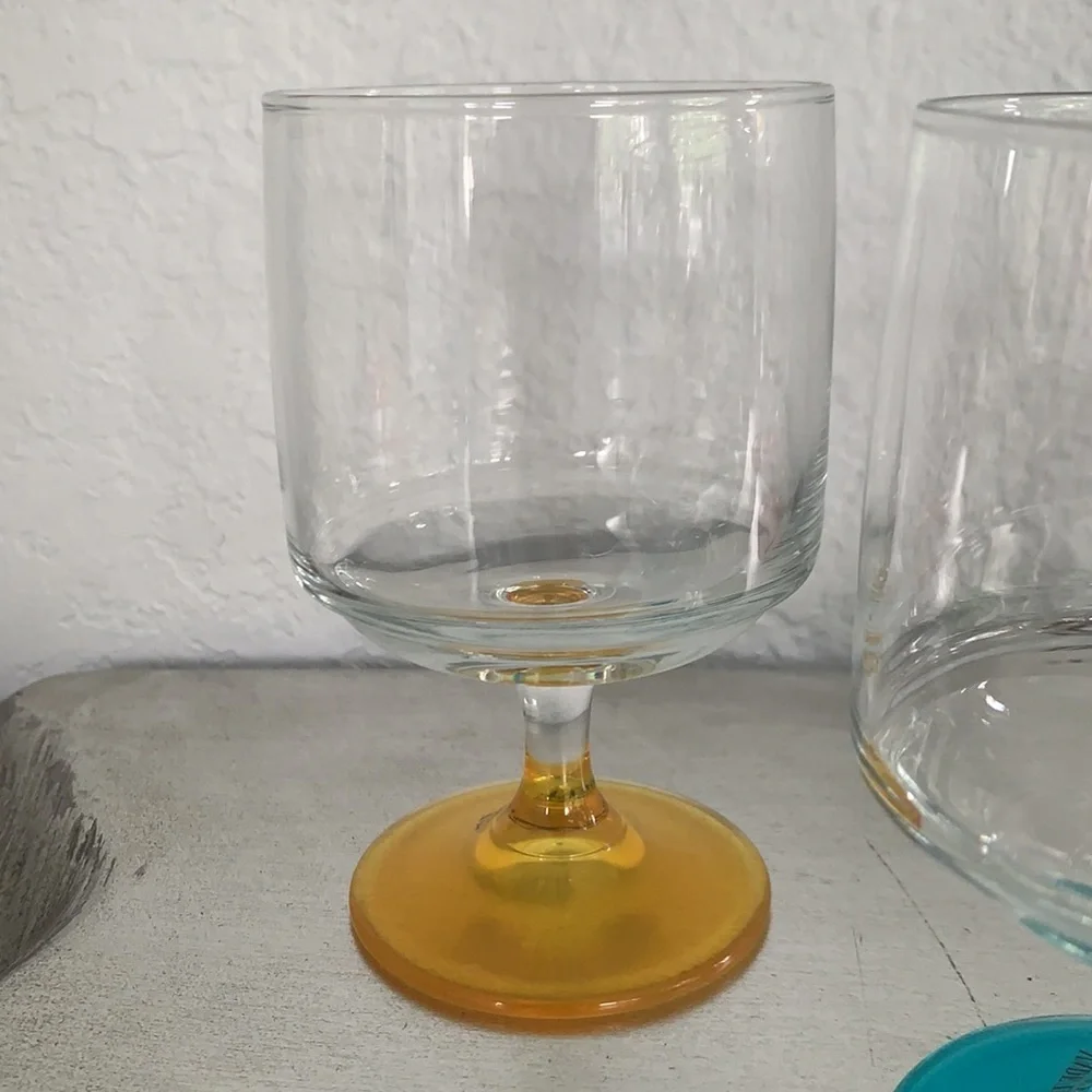 Vintage Set of 4 Multi Color Tinted Glasses